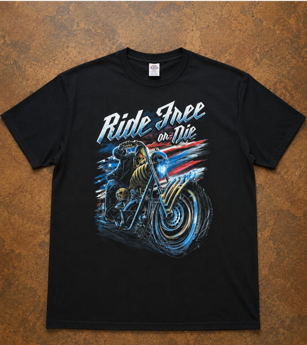 Delta Pro Weight Ride Free Or Die Skeleton Biker T-Shirt Mens XL Black NWOT